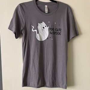 Bella Canvas Charcoal 'Too Cute to Spook' Cat Tee